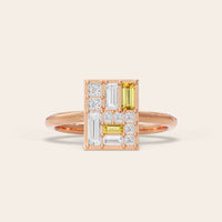 Baguette & Princess Cut Citrine Lab Diamond Engagement Ring