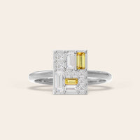 Baguette & Princess Cut Citrine Lab Diamond Engagement Ring