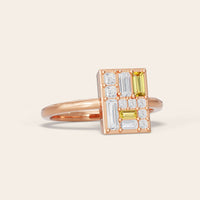 Baguette & Princess Cut Citrine Lab Diamond Engagement Ring
