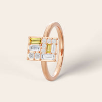 Baguette & Princess Cut Citrine Lab Diamond Engagement Ring