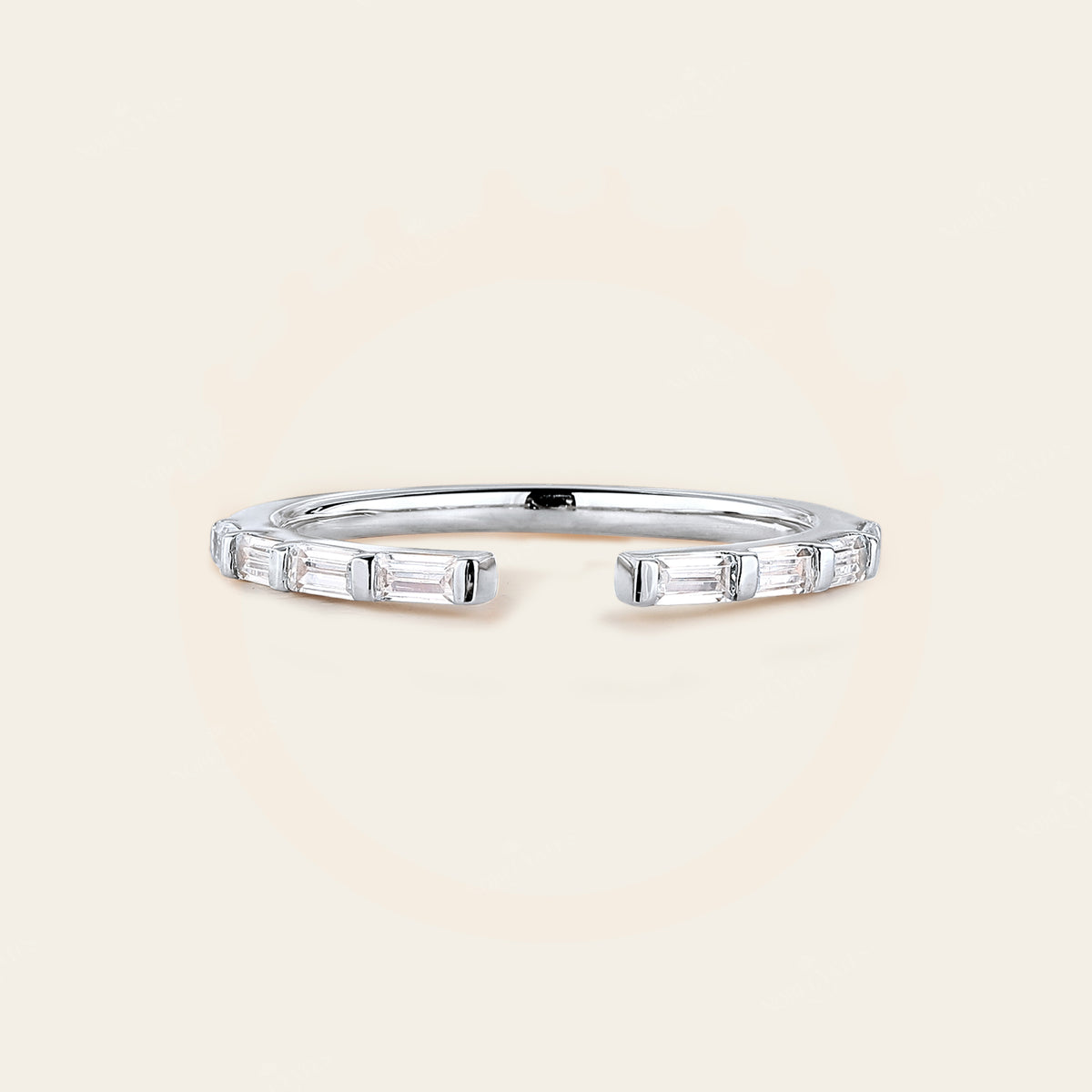 Baguette Lab Diamond Open Wedding Band