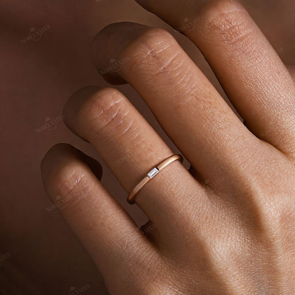 Art Deco Baguette Lab Diamond Solitaire Wedding Band