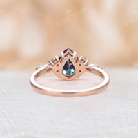 Pear Lab Alexandrite Cluster Engagement Ring Rose Gold