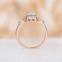 Pear Shape Blue Moonstone Classic Cluster Engagement Ring Rose Gold