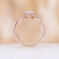 Princess cut Moissanite Cluster Diamond Engagement Ring Rose Gold