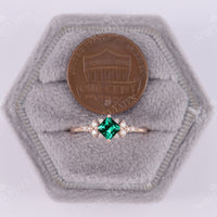 Lab Emerald Princess Cut Cluster Engagement Ring Rose Gold