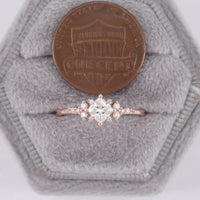 Princess cut Moissanite Cluster Diamond Engagement Ring Rose Gold