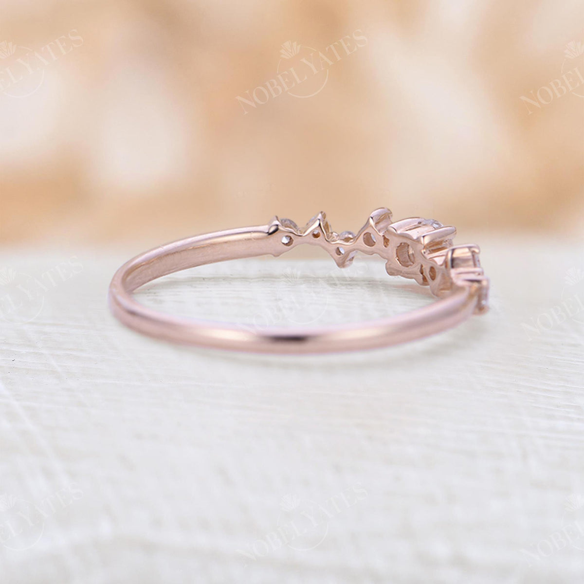 Vintage Round Diamond & Moissanite Rose Gold Wedding Band