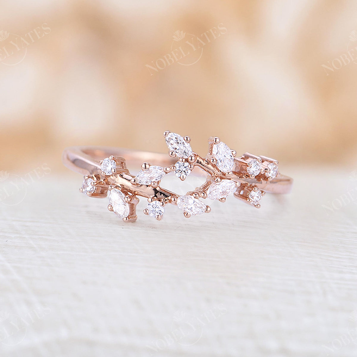 Nature Marquise Diamond Rose Gold Engagement Ring