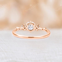 Moissanite & Diamond Five Stone Engagement Ring Rose Gold