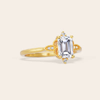 Emerald Cut Lab Diamond IGI Certified Art Deco Engagement Ring-Nobel Yates