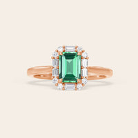 Emerald Cut Lab Green Sapphire Art Deco Engagement Ring-Nobel Yates