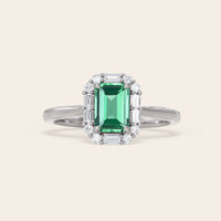 Emerald Cut Lab Green Sapphire Art Deco Engagement Ring-Nobel Yates