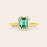 Emerald Cut Lab Green Sapphire Art Deco Engagement Ring-Nobel Yates