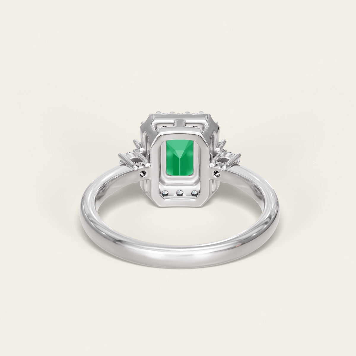 Emerald Cut Lab Green Sapphire & Lab Diamond Vintage Engagement Ring-Nobel Yates