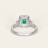 Emerald Cut Lab Green Sapphire & Lab Diamond Vintage Engagement Ring-Nobel Yates