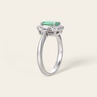 Emerald Cut Lab Green Sapphire & Lab Diamond Vintage Engagement Ring-Nobel Yates