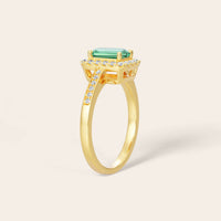 Emerald Lab Green Sapphire & Diamond Halo Art Deco Engagement Ring-Nobel Yates