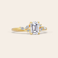 Emerald & Marquise Cut Lab Grown Diamond Art Deco Engagement Ring-Nobel Yates