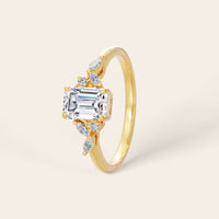 Emerald & Marquise Cut Lab Grown Diamond Art Deco Engagement Ring-Nobel Yates