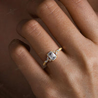 Emerald & Marquise Cut Lab Grown Diamond Art Deco Engagement Ring