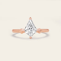 Half Rose Cut Kite Moissanite Art Deco Engagement Ring Sets 3pcs