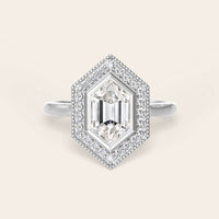 Hexagon Cut Lab Grown Diamond Halo Art Deco Engagement Ring-Nobel Yates