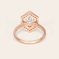 Hexagon Cut Lab Grown Diamond Halo Art Deco Engagement Ring-Nobel Yates