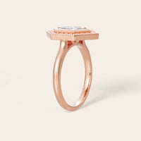 Hexagon Cut Lab Grown Diamond Halo Art Deco Engagement Ring-Nobel Yates