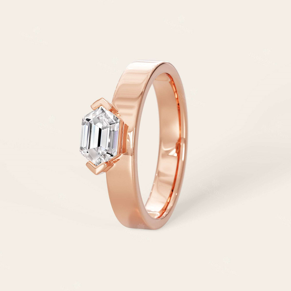 Hexagon Lab Grown Diamond Men's Art Deco Engagement Ring-Nobel Yates