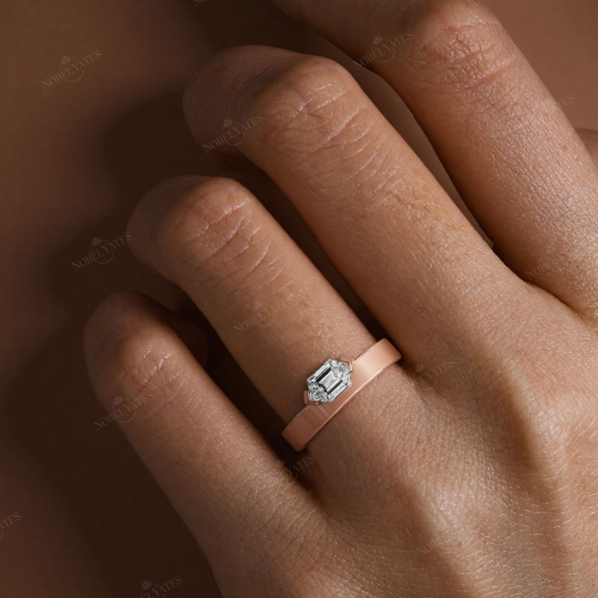 Hexagon Lab Grown Diamond Men's Art Deco Engagement Ring