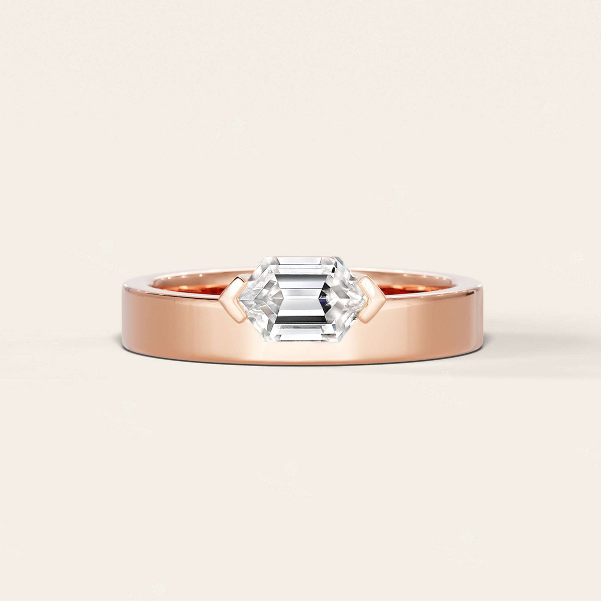 Hexagon Lab Grown Diamond Men's Art Deco Engagement Ring-Nobel Yates