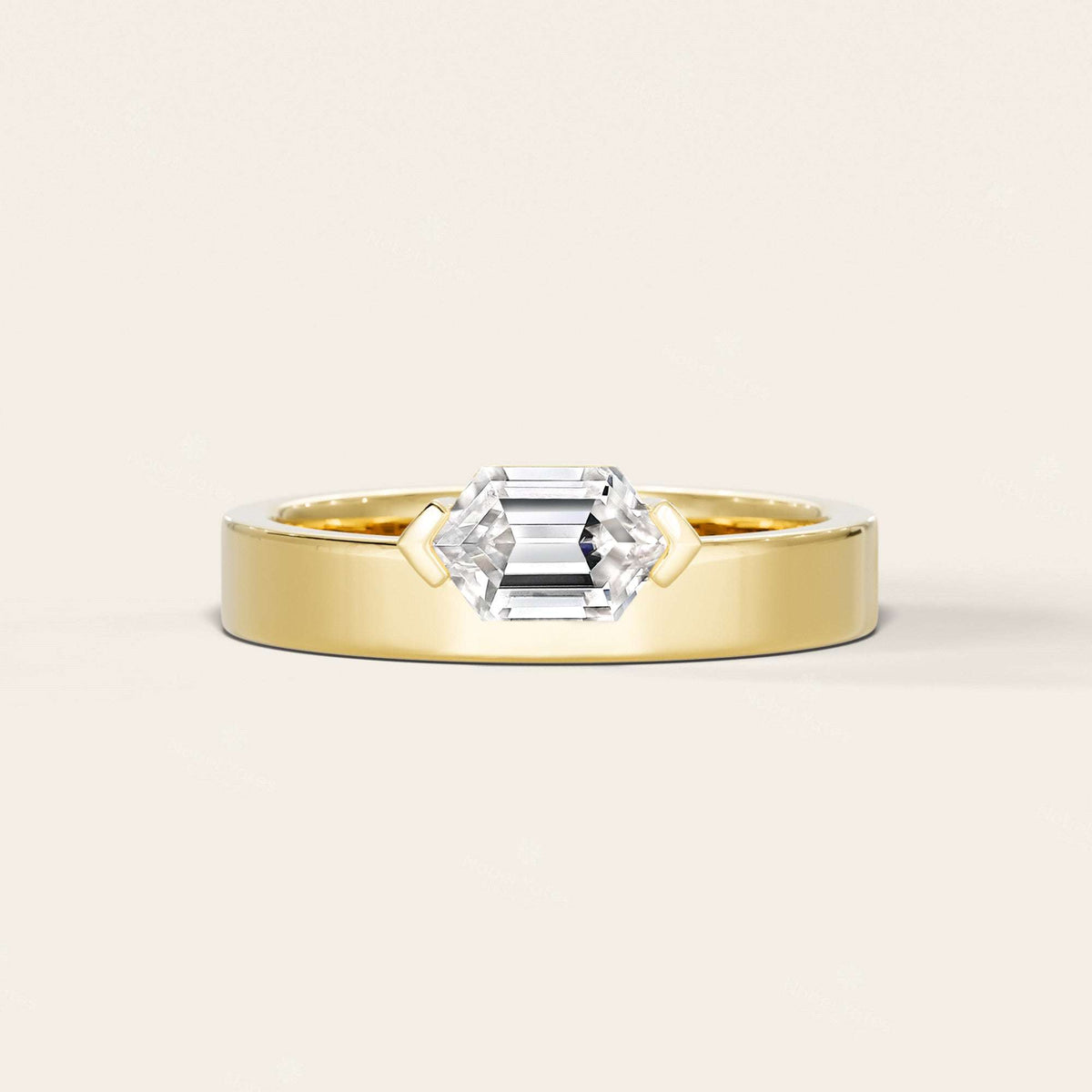 Hexagon Lab Grown Diamond Men's Art Deco Engagement Ring-Nobel Yates