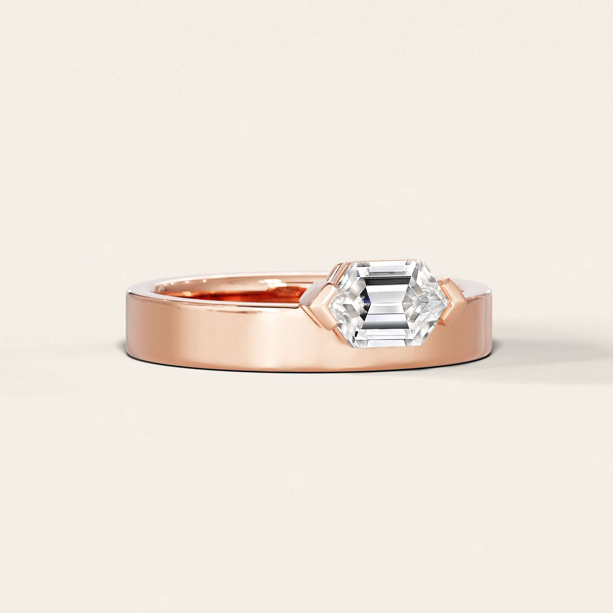 Hexagon Lab Grown Diamond Men's Art Deco Engagement Ring-Nobel Yates