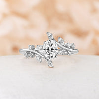 Oval Moissanite Nature Inspired Branch Engagement Ring Bypass Band