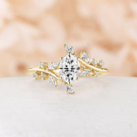 Oval Moissanite Nature Inspired Branch Engagement Ring Bypass Band