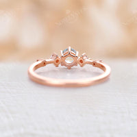 Aquamarine Five Stone Engagement Ring Rose Gold