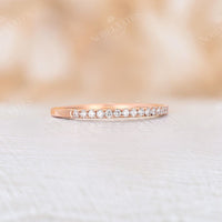 Dainty Round Moissanite Pave Stacking Wedding Band Rose Gold