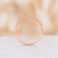 Dainty Round Moissanite Pave Stacking Wedding Band Rose Gold