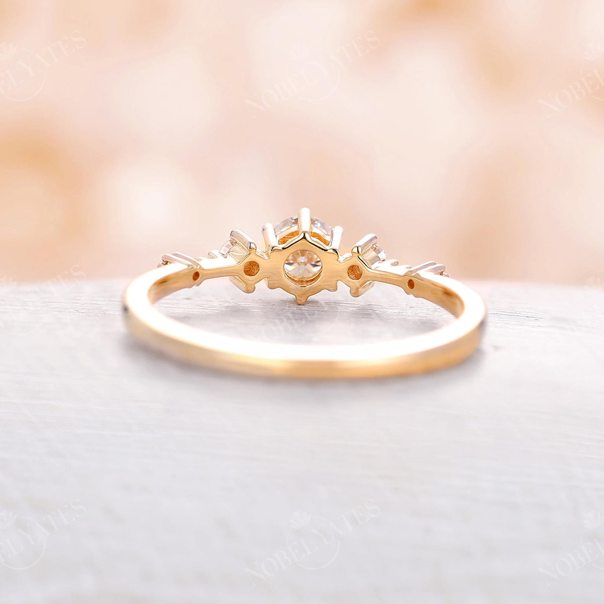 Moissanite Five Stone Engagement Ring Rose Gold
