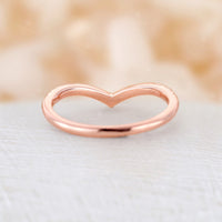 Pave Moissanite Curved Wedding Band Rose Gold Matching Stacking Ring