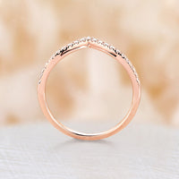 Pave Moissanite Curved Wedding Band Rose Gold Matching Stacking Ring