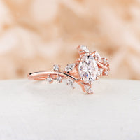 Oval Moissanite Nature Inspired Branch Engagement Ring Bypass Band