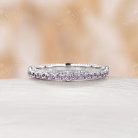 Antique Amethyst Filigree Eternity Wedding Band Rose Gold