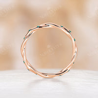 Vintage Lab Emerald Twist Full Eternity Wedding Band Rose Gold