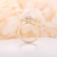 Art deco Oval Moissanite Engagement Ring Yellow Gold