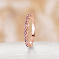 Antique Amethyst Filigree Eternity Wedding Band Rose Gold