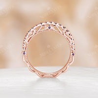 Antique Amethyst Filigree Eternity Wedding Band Rose Gold