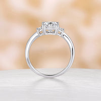 Classic Three Stones Moissanite Yellow Gold Engagement Ring Princess Cut