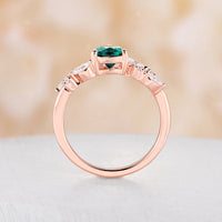 Nature Inspired Pear Lab Emerald Engagement Ring Marquise Moissanite Band